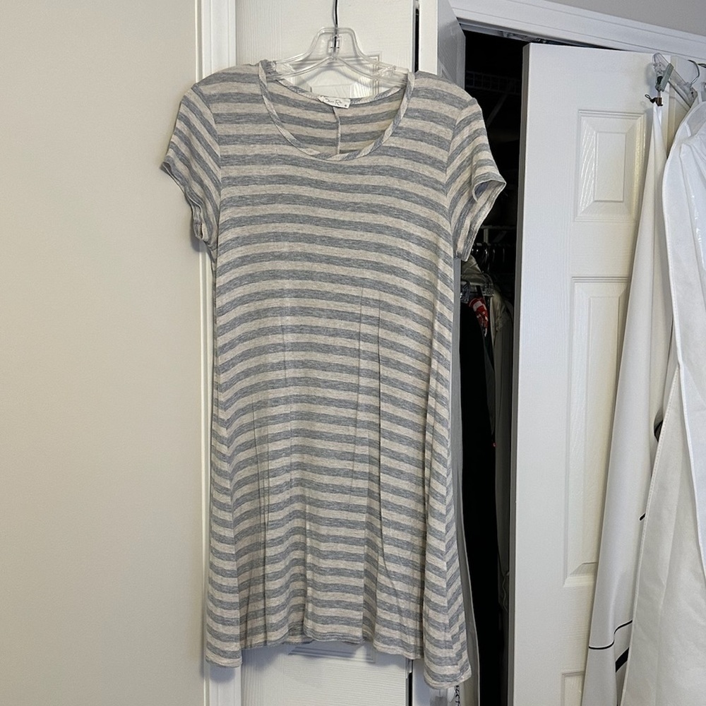 Olivia Rae Gray and Cream Striped Dress